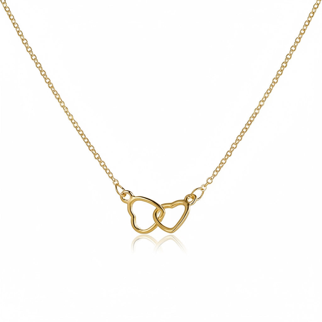 Collar de doble anillo de corazón oro