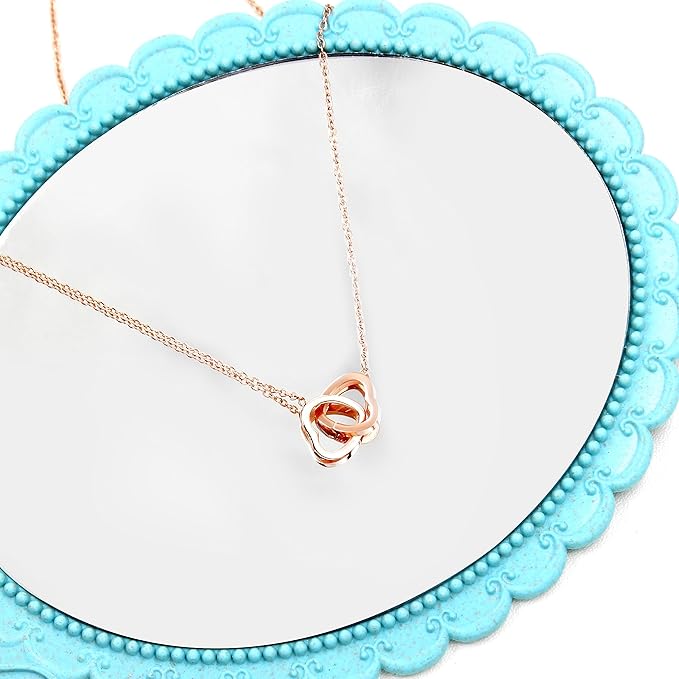 Collar de doble anillo de corazón oro rosado - additional image 3