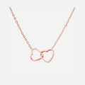 Collar de doble anillo de corazón oro rosado